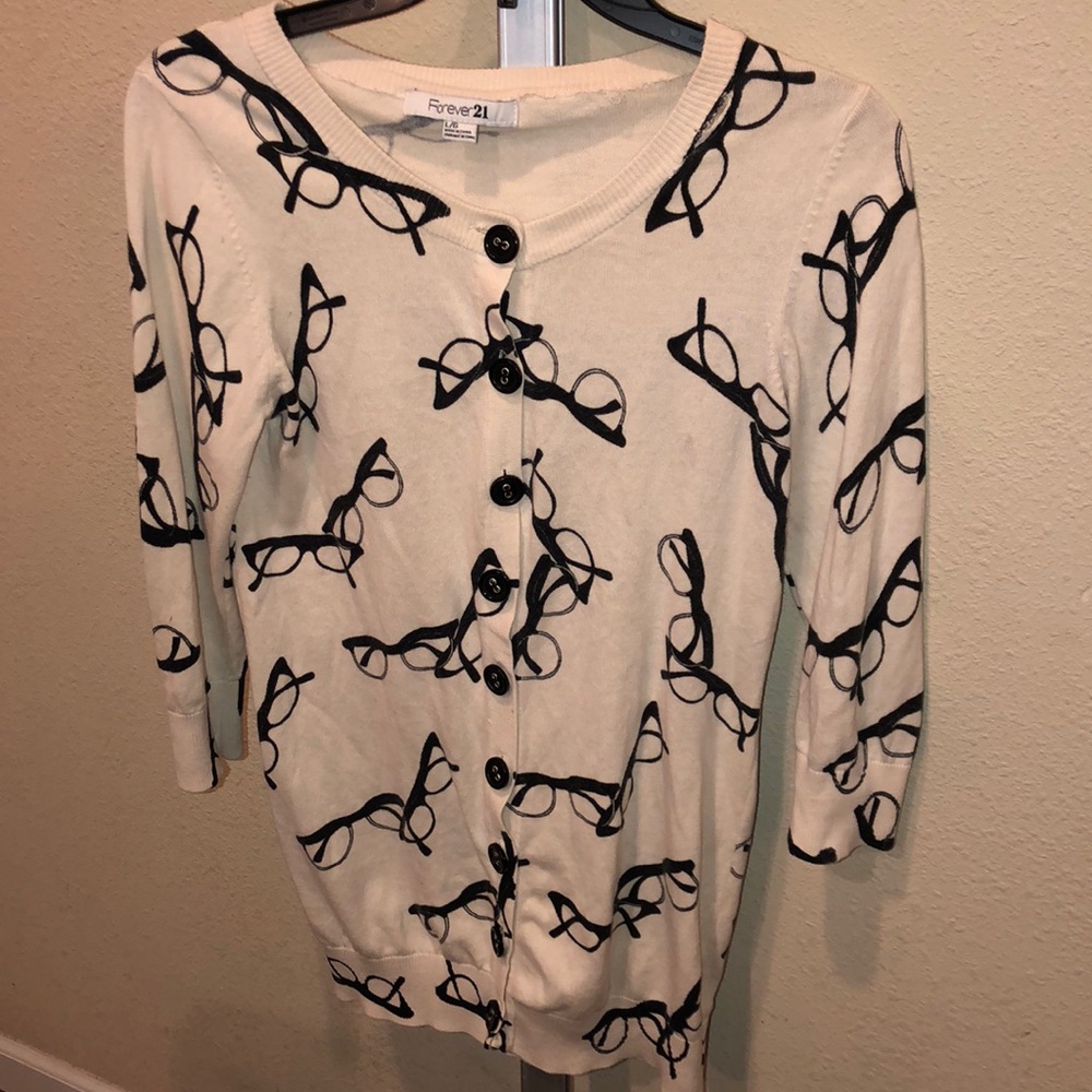 Cardigan with glasses print